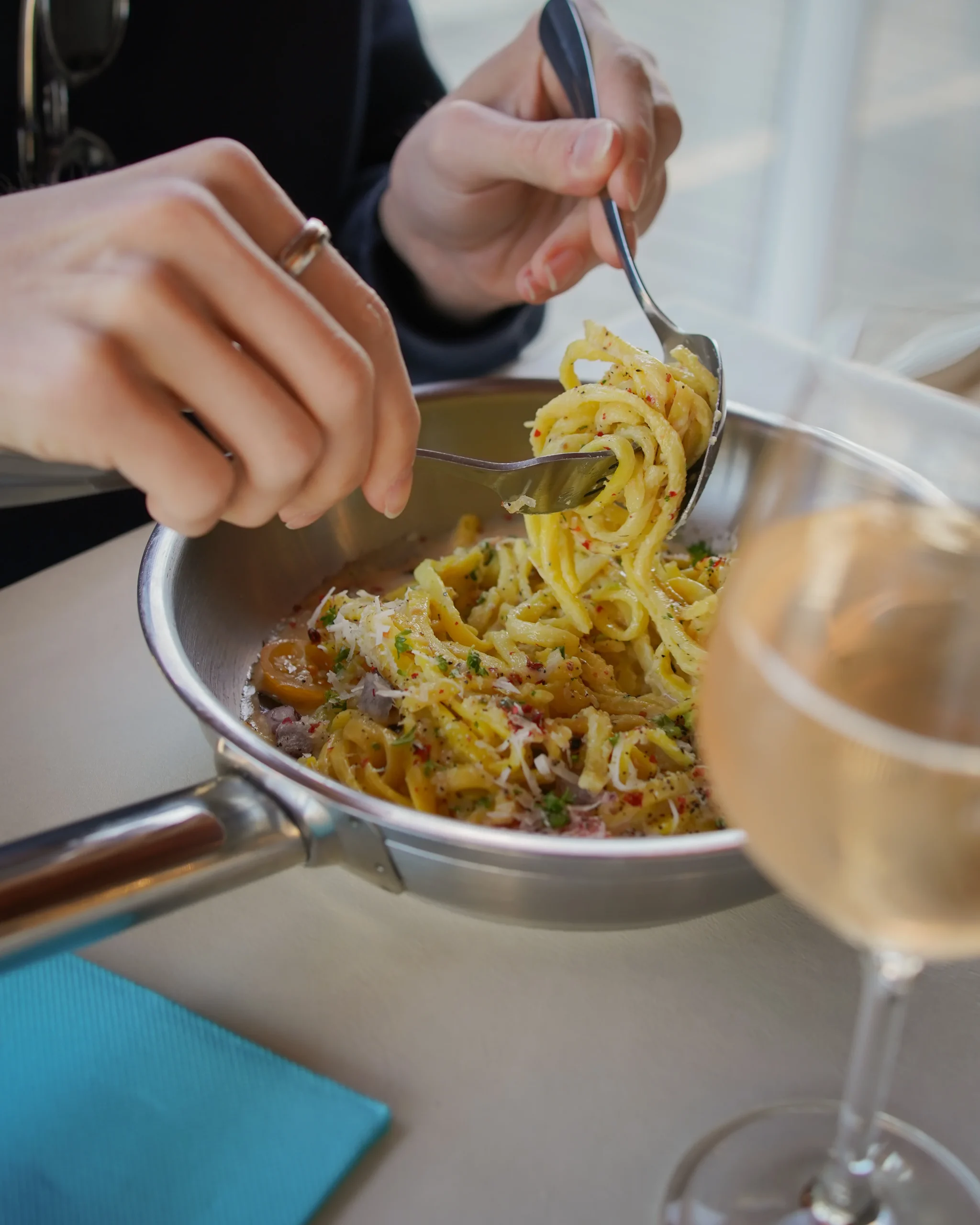 Pâtes fraîches servies au restaurant italien Le Novoli à Merville-Franceville-Plage
